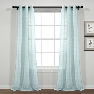 Lush Decor Store Farmhouse Sheer Window Curtain Panels Blue 38X84 Set